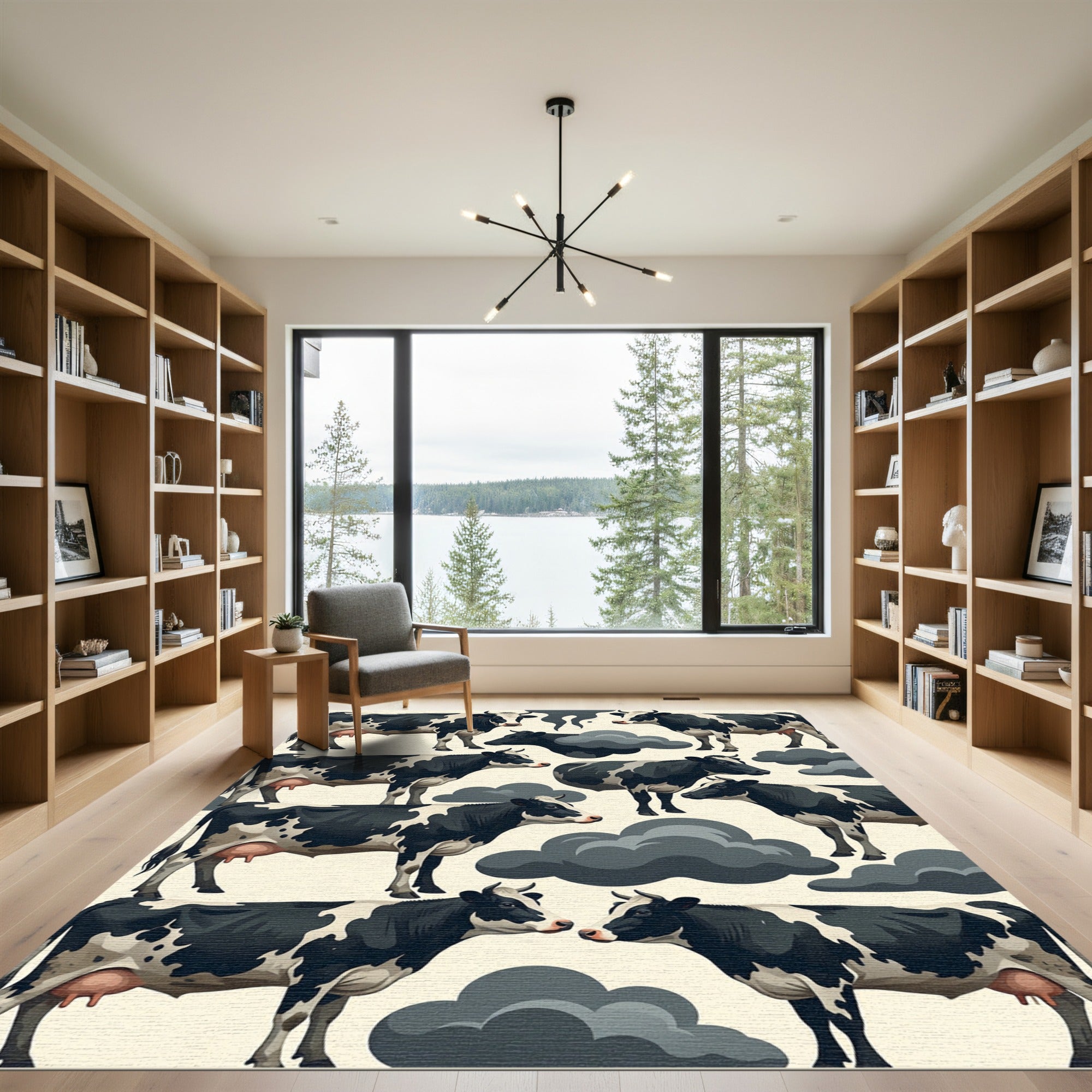 Black White Holstein Cow Collage Rug