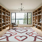 Modern Pink Heart Link Geometric Rug