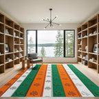 St. Patrick's Shamrock Emerald Orange Striped Rug