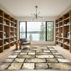 Textured Sandy Stone Brick Wall Rug