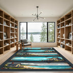 Coastal Cottage Beach Scene Rug