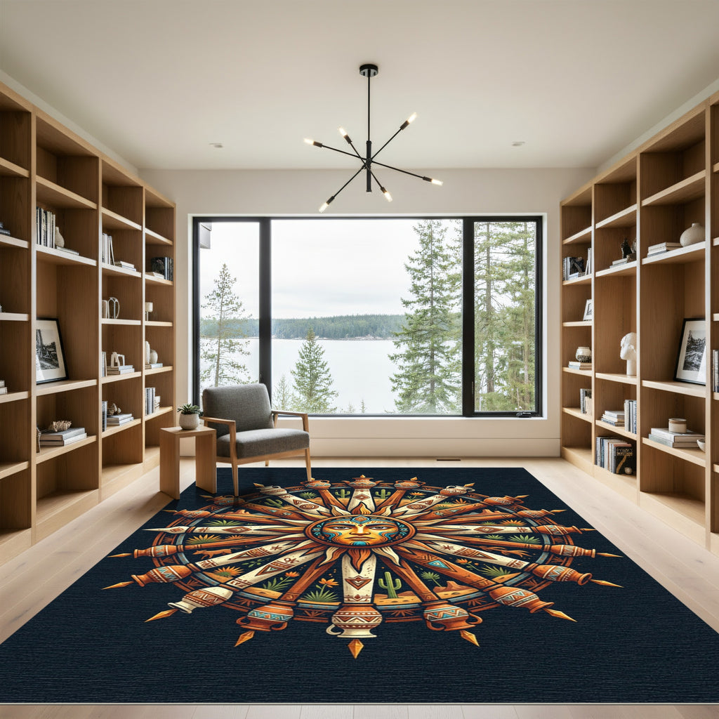 Celestial Sun Terracotta Desert Wheel Rug