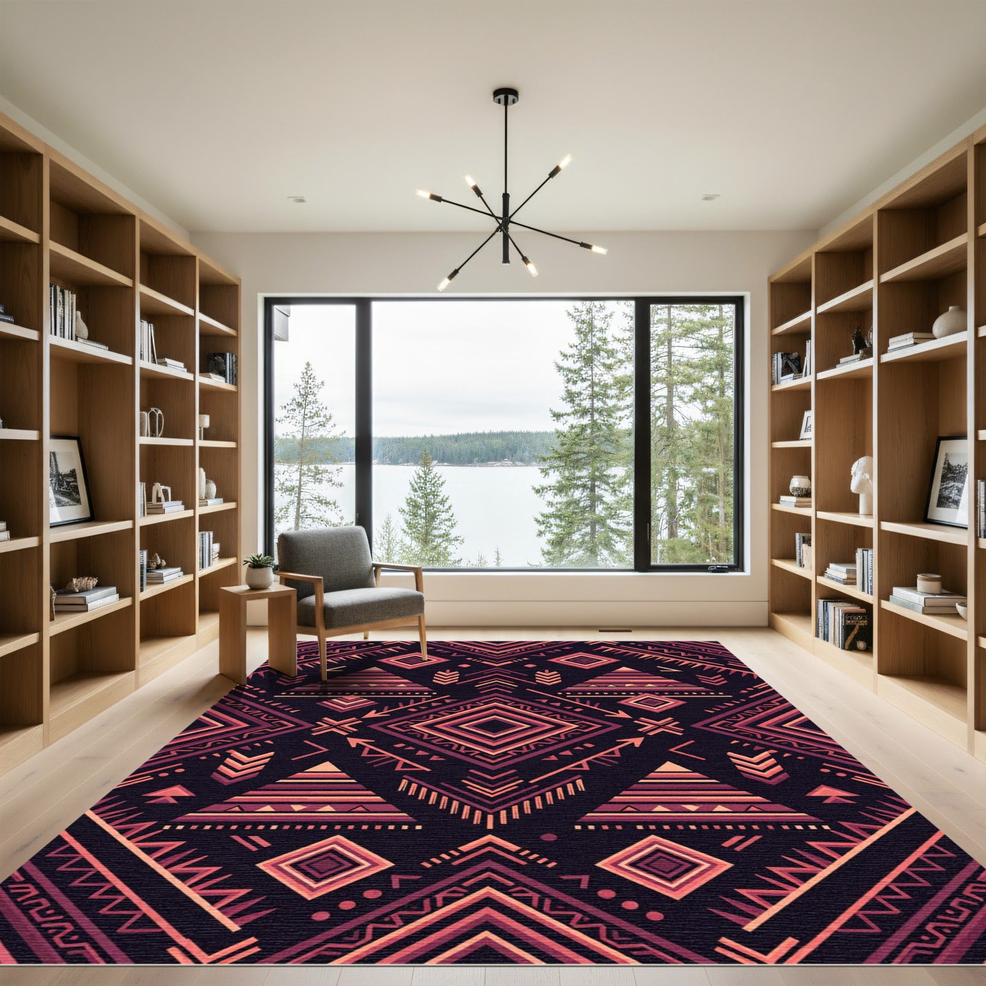 Salmon Pink Tribal Arrow Diamond Rug