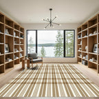 Classic Taupe and Cream Grid Plaid Rug