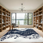 Abstract Navy Musical Wave Art Rug