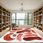 Earthy Terracotta Abstract Brush Stroke Rug
