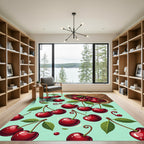 Vibrant Falling Cherry Fruit Illustration Rug