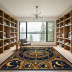 Celestial Gold Compass Navy Starry Night Rug