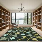 Botanical Ivy Leaves Dark Earthy Tones Rug