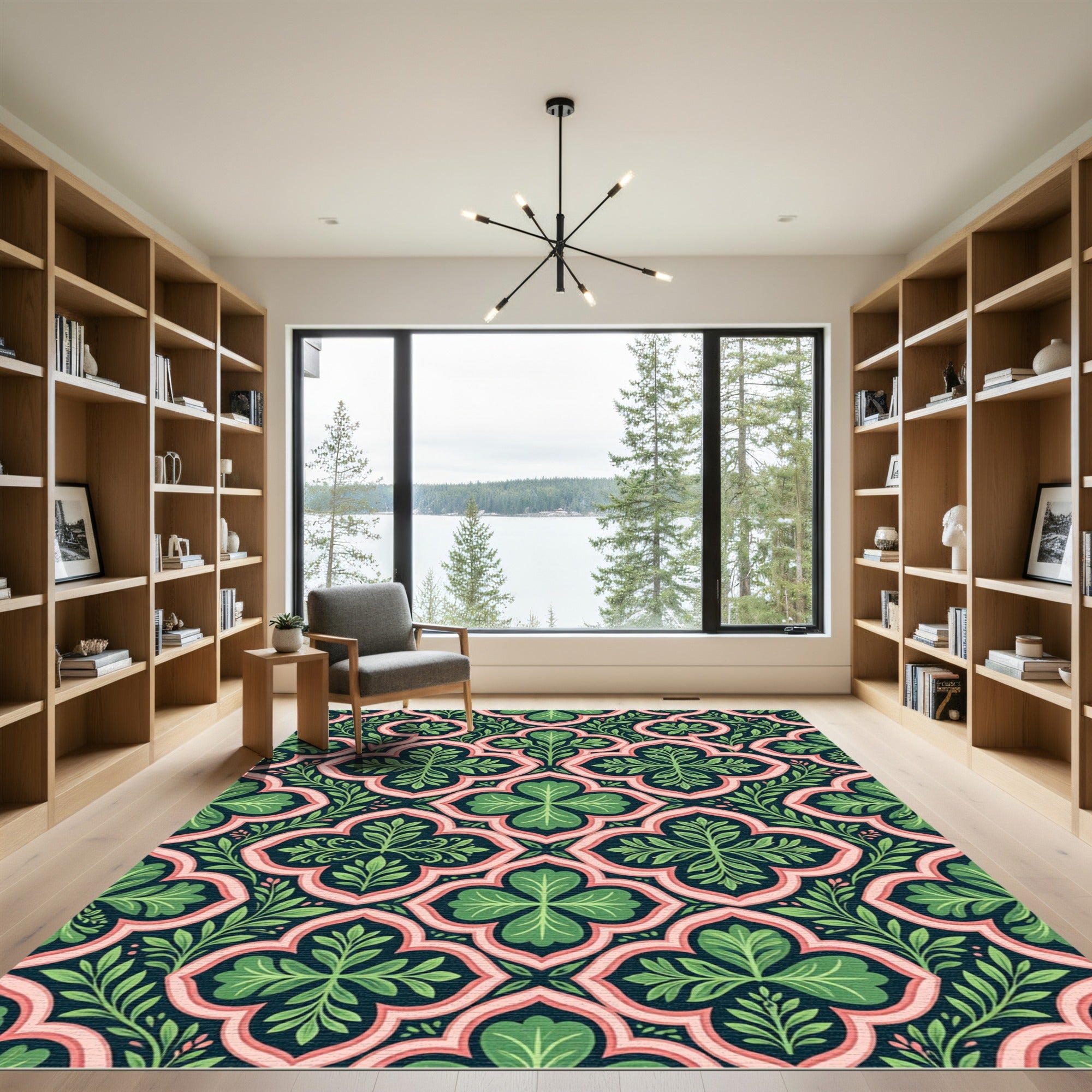 Art Nouveau Sage Green Quatrefoil Rug