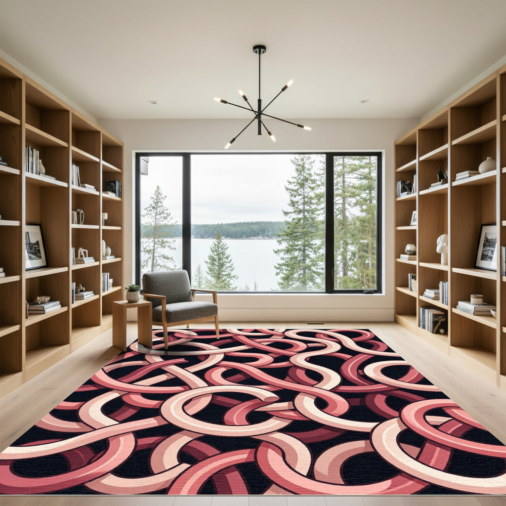 Pink Tubular Swirl Abstract Rug