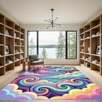 Whimsical Pastel Swirl Sky Rainbow Art Rug