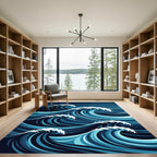 Azure Ocean Ripple Waves Art Rug