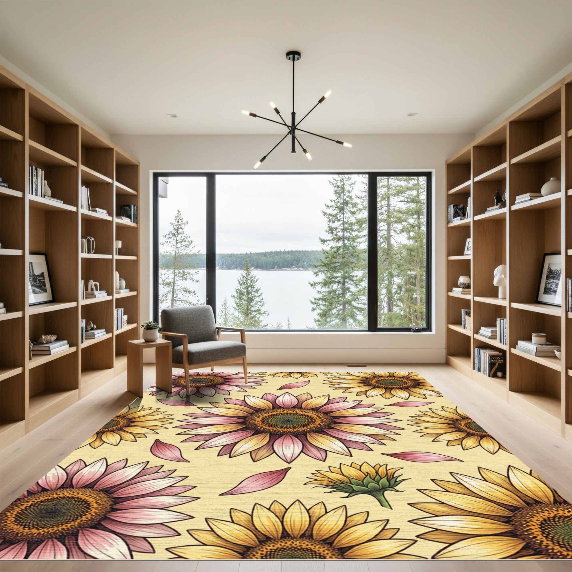 Soft Pastel Sunflower Meadow Art Rug