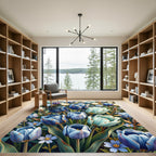 Blue Tulip Garden Floral Art Rug