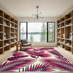 Vibrant Pink Palm Frond Arrangement Rug