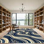 Navy and Gold Fluid Nautical Anchor Rug