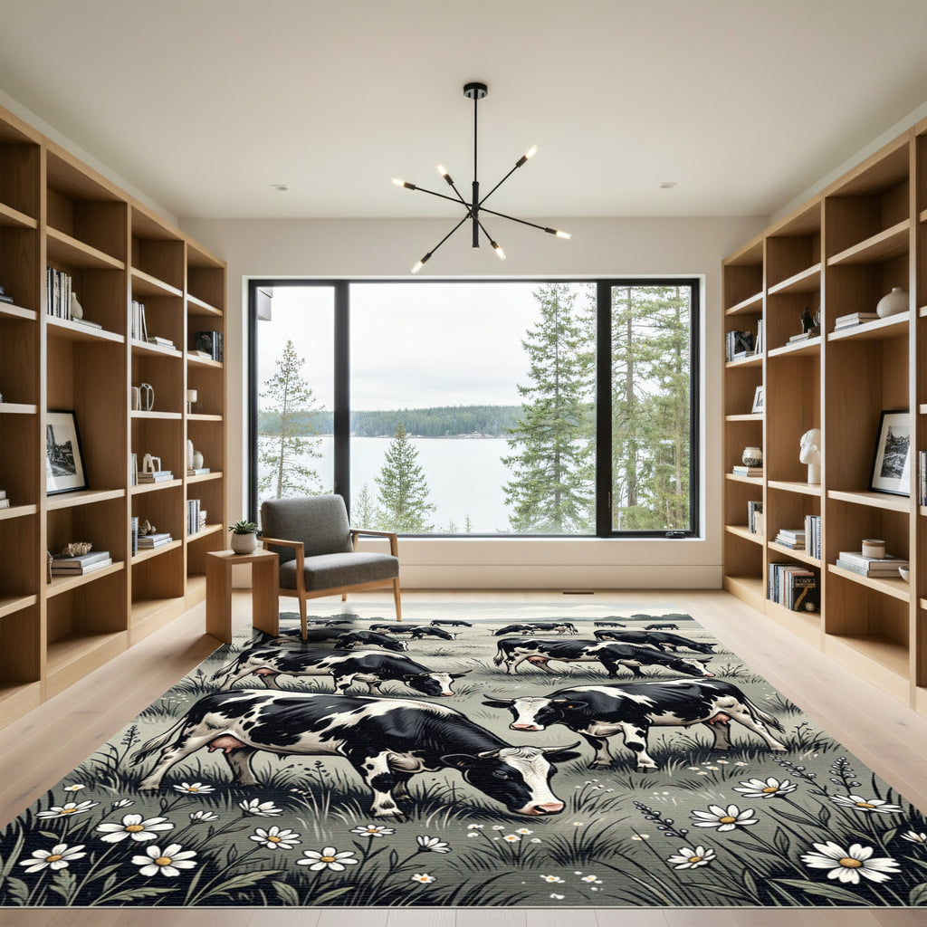 Black and White Grazing Herd Rug
