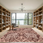 Rose Lace Damask Swirl Rug