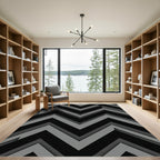 Sharp Monochrome Gray Chevron Geometric Rug