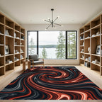 Fiery Swirl Abstract Liquid Rug
