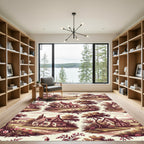 English Countryside Floral Cottage Scene Rug