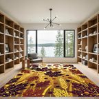 Autumnal Maple Leaves with Golden Wheat Rug