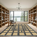 Rustic Stone Grid Abstract Rug