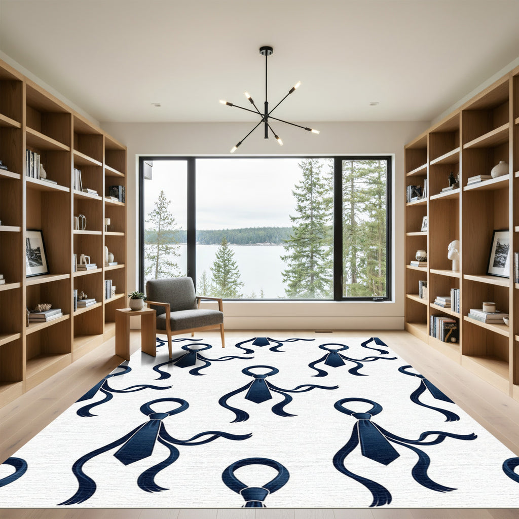 Minimalist Navy Tie Silhouette Rug