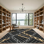 Gold and Silver Interlocking Industrial Chains Rug