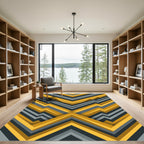 Bold Yellow Gray Chevron Layers Rug
