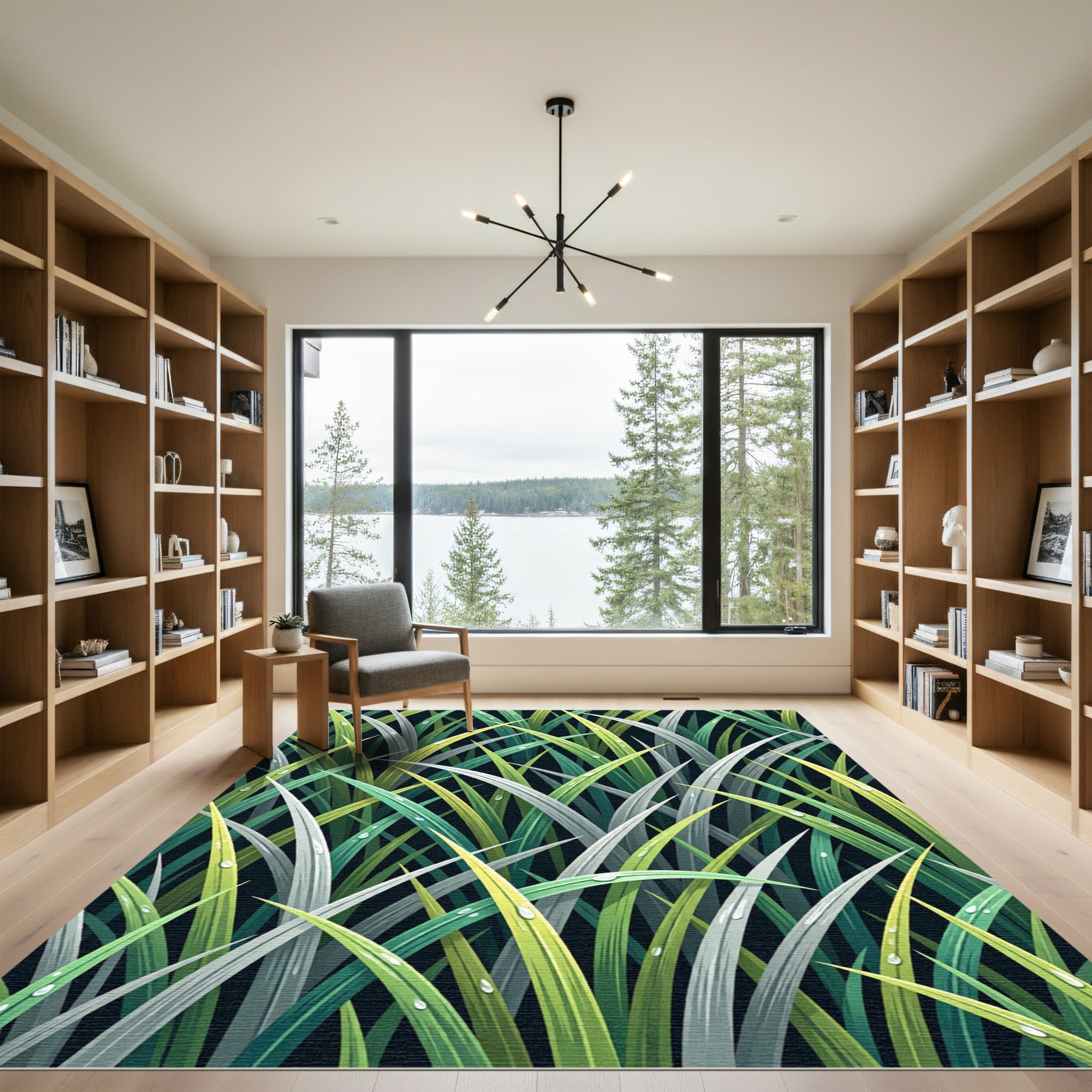 Lush Green Dewy Tropical Grass Rug
