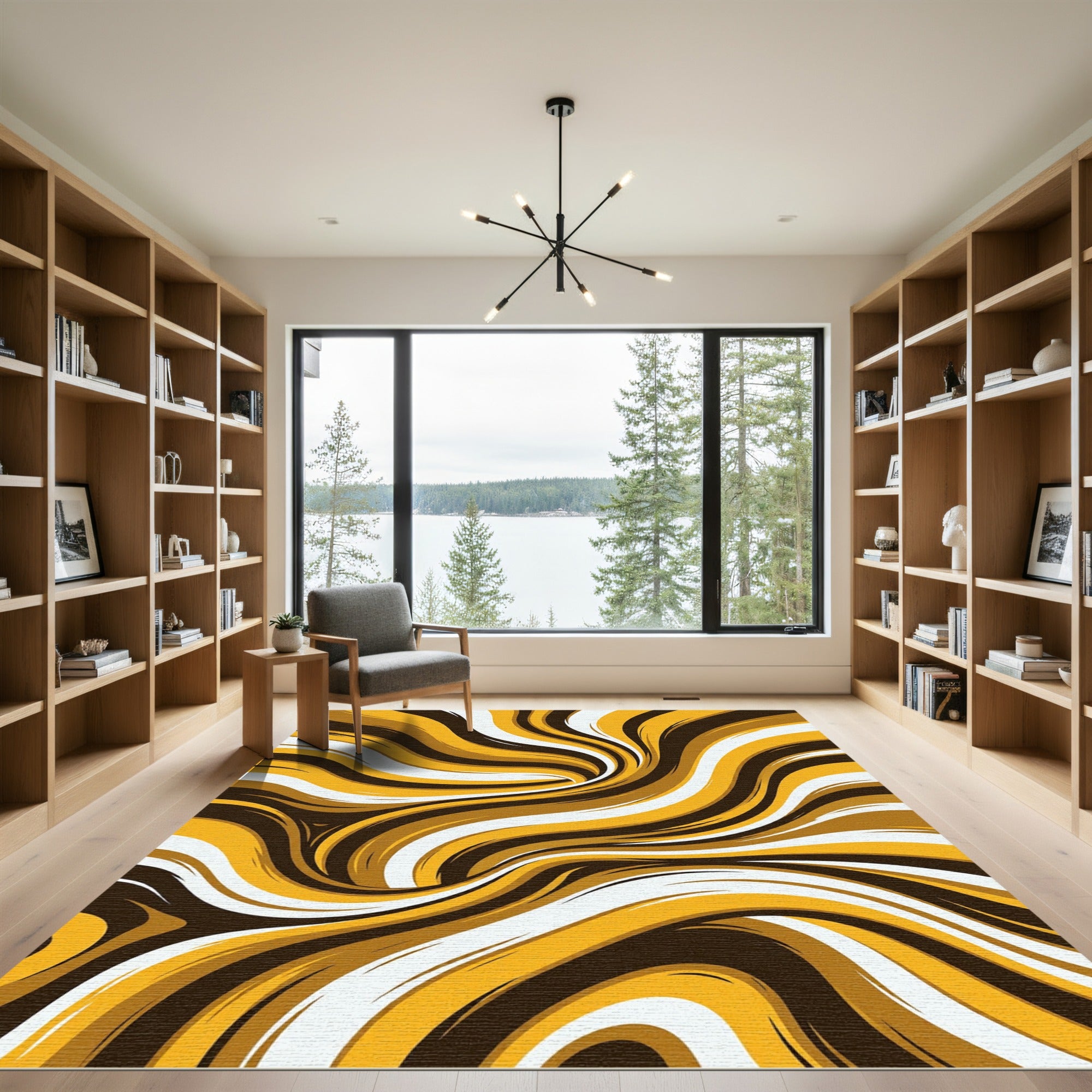 Monochromatic Swirls Abstract Strokes Rug