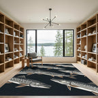 Northern Pike Aquatic Black Fish Illustration Rug