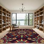 Vibrant Radiant Floral Mandala Sunburst Rug