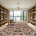Romantic Pink Heart Lace Flourish Rug