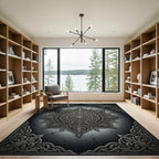 Ornate Metallic Charcoal Circular Arabesque Rug