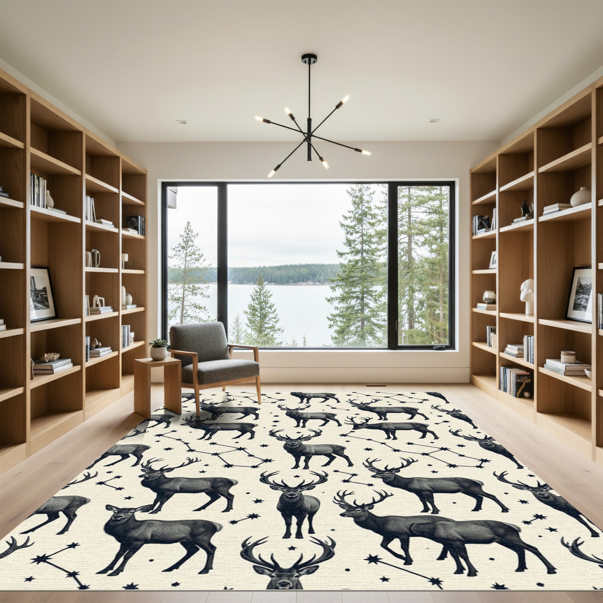 Celestial Forest Stag and Constellation Rug
