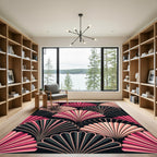 Art Deco Pink Fan Layered Arch Rug