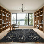 Gothic Spider Web Monochromatic Silver Art Rug