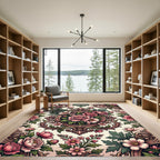 Vintage Blush Floral Damask Medallion Rug