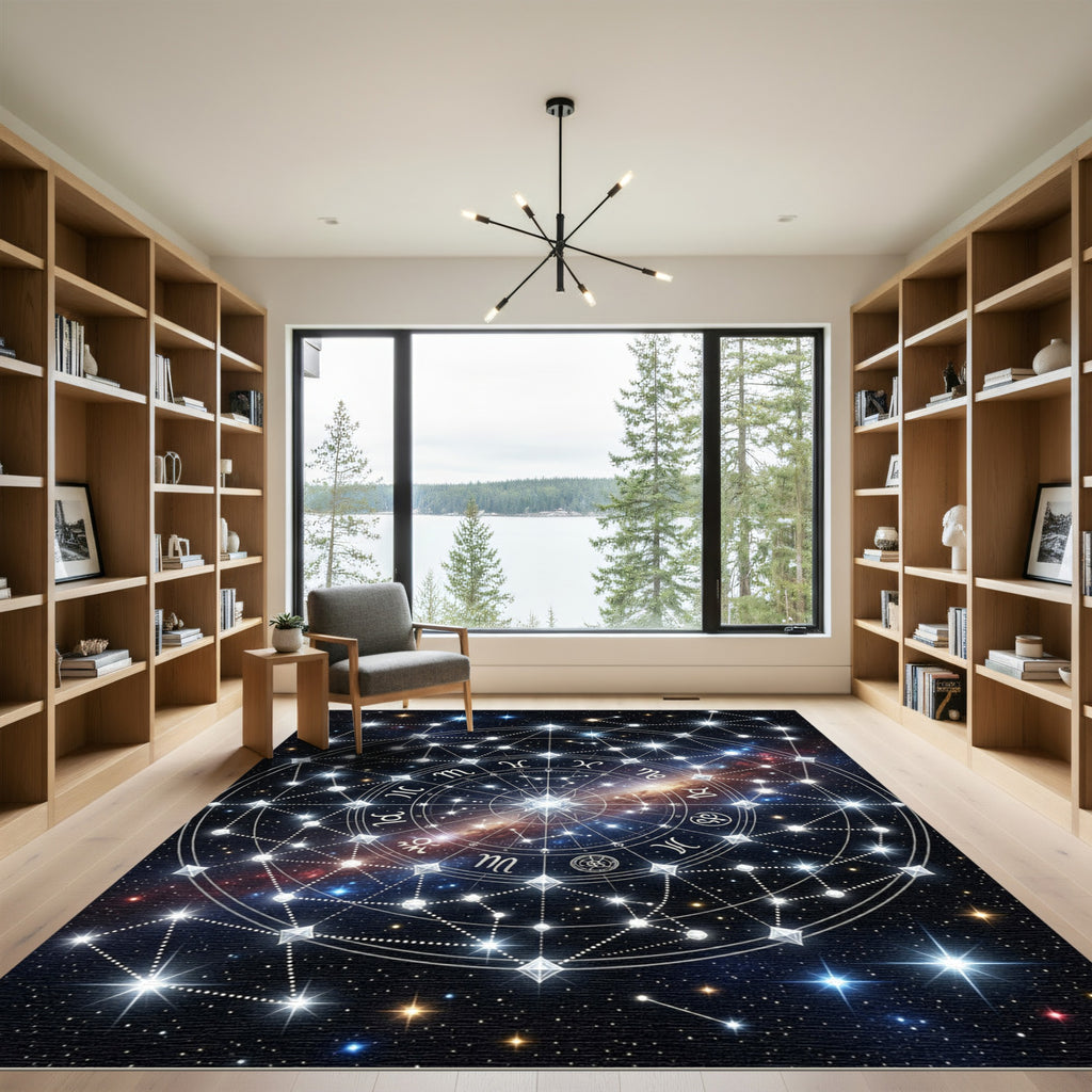 Cosmic Celestial Zodiac Star Chart Rug