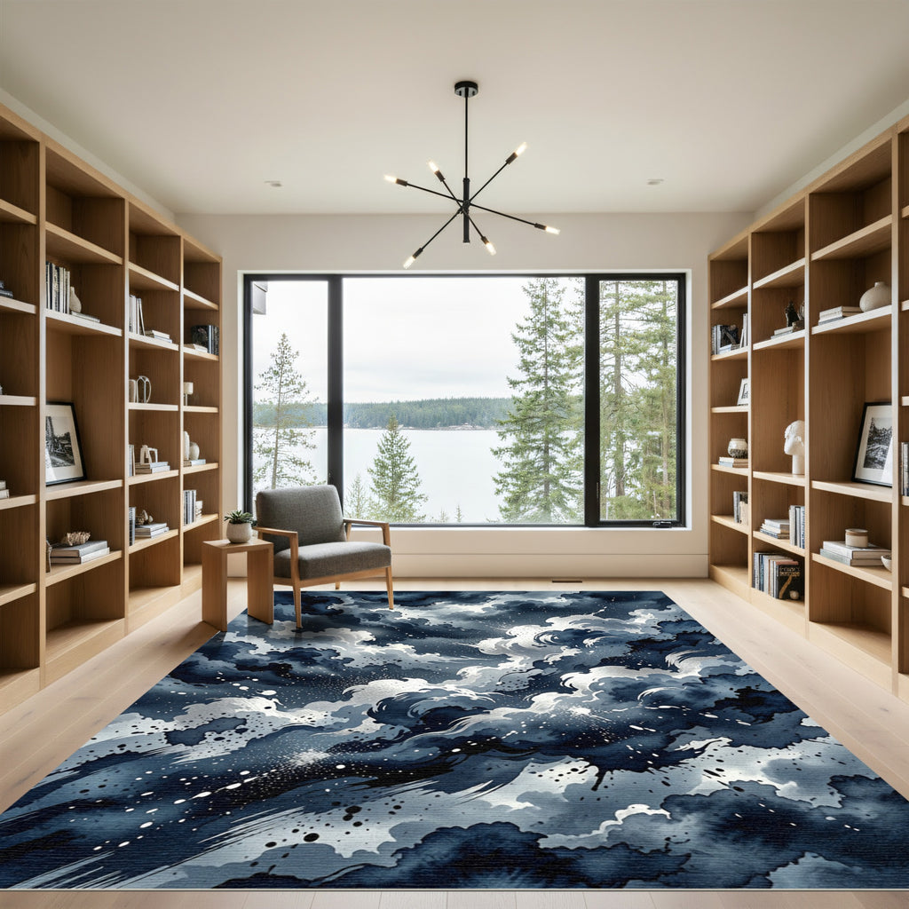 Dramatic Dark Blue Stormy Sky Rug