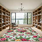 Romantic Rose Bouquet and Teacup Garden Rug