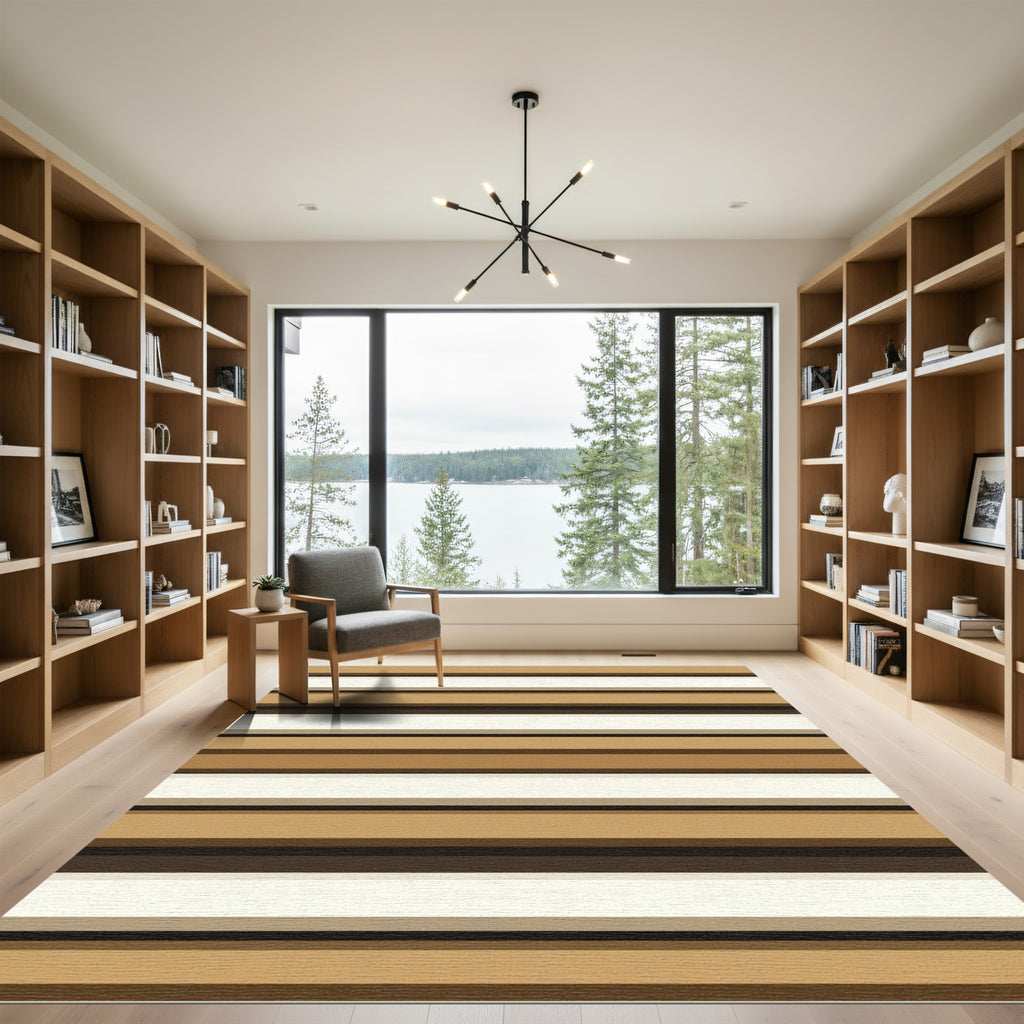 Warm Neutral Horizontal Bands Rug