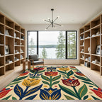 Folk Botanical Tulip Cream Floral Rug