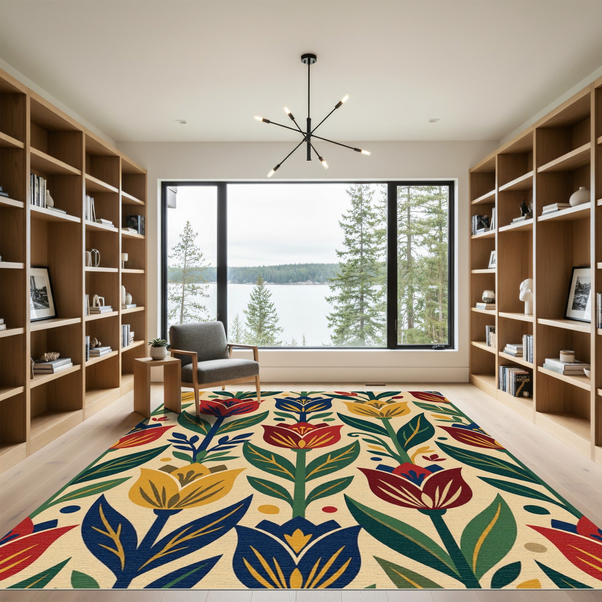 Folk Botanical Tulip Cream Floral Rug