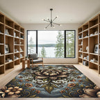 Vintage Sepia Floral Medallion Garden Rug