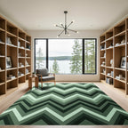 Tonal Green Gradient Chevron Rug
