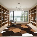 Modern Earthy Tones Stacked Hexagon Grid Rug